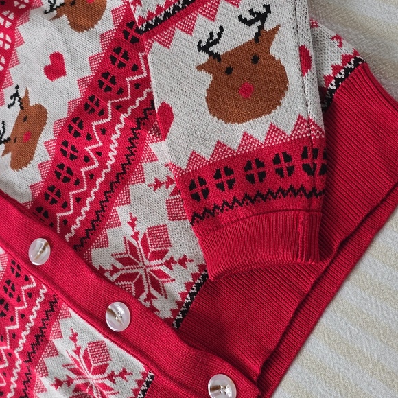 Festive Red Reindeer Cardigan Size:Medium - Picture 2 of 4
